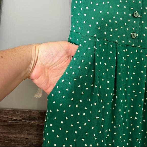 Boden Green Polka Dot Dress w/ Pockets V-Neck US Size 2 - Picture 8 of 14